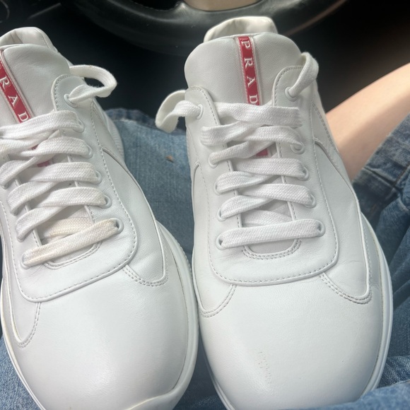 Prada White Sneakers Minimalist Design Leather